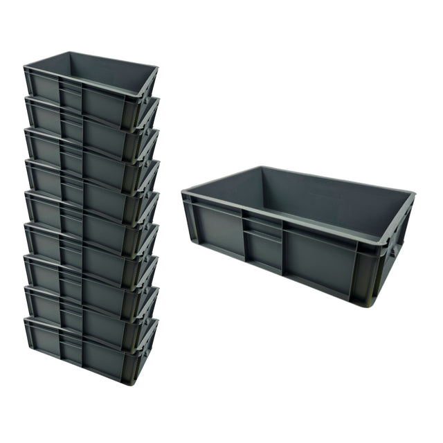 Euro Stacking Plastic Containers - Solid - 600x400x175mm (10 Pack)