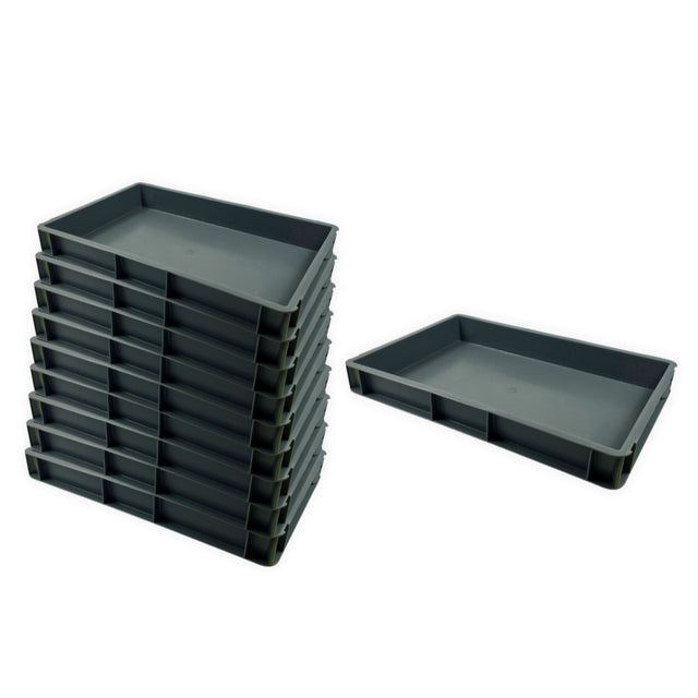 Euro Stacking Plastic Containers - Solid - 600x400x75mm (10 Pack)