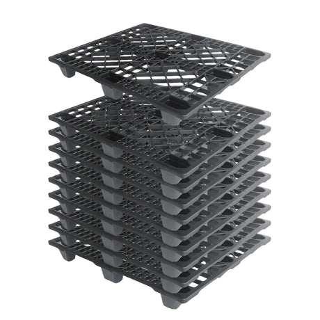 Nestable Lightweight Plastic Pallets - Open Deck (10 Pack)